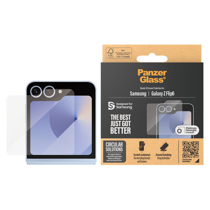 Kaljeno steklo Classic Fit za Samsung Galaxy Z Flip6, Prozorna, PanzerGlass