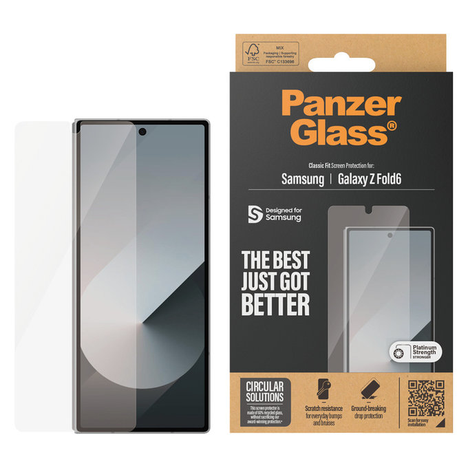 Kaljeno steklo Classic Fit za Samsung Galaxy Z Fold6, Prozorna, PanzerGlass