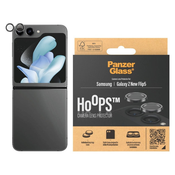 Zaščita objektiva kamere Hoops za Samsung Z Flip6, Črna, PanzerGlass