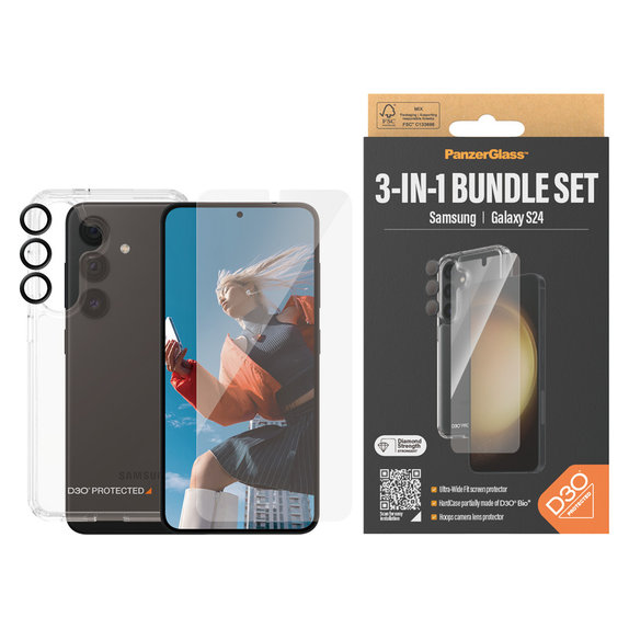 Bundle Hoops + Kaljeno steklo UWF + Hard Case D3O za Samsung Galaxy S24, PanzerGlass