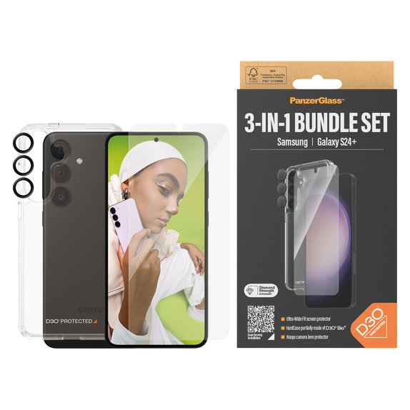 Bundle Hoops + Kaljeno steklo UWF + Hard Case D3O za Samsung Galaxy S24+, PanzerGlass