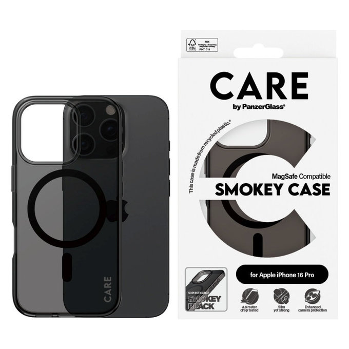 Ovitek Smokey z MagSafe za iPhone 16 Pro, Črna, CARE
