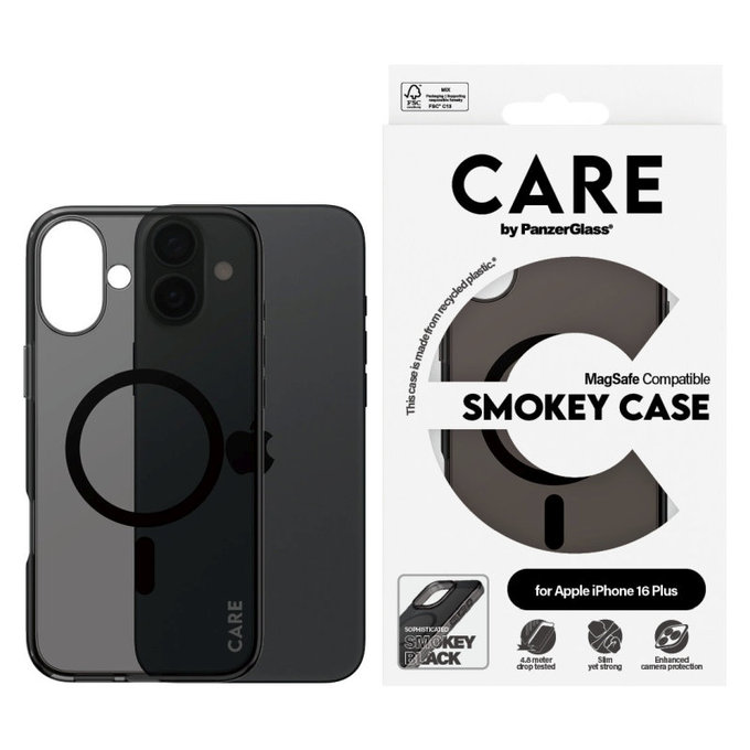Ovitek Smokey z MagSafe za iPhone 16 Plus, Črna, CARE