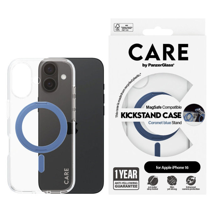 Ovitek Kickstand z MagSafe za iPhone 16, Modra, CARE