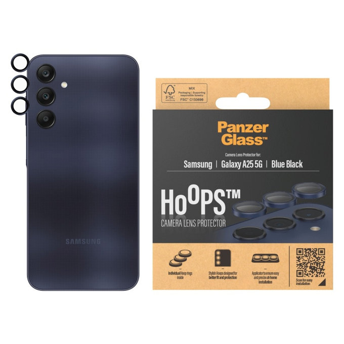 Zaščita objektiva kamere Hoops za Samsung A25 5G, Modra/Črna, PanzerGlass