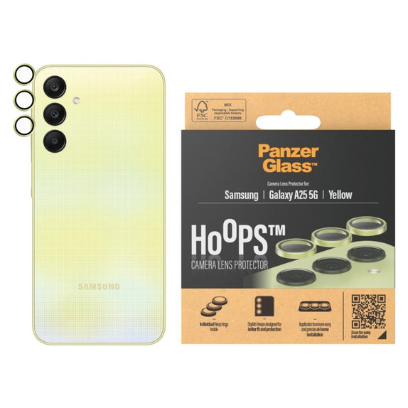 Zaščita objektiva kamere Hoops za Samsung A25 5G, Rumena, PanzerGlass