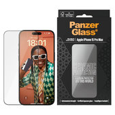 Kaljeno steklo UWF Ceramic z aplikatorjem za iPhone 15 Pro Max, Črna, PanzerGlass