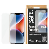 Kaljeno steklo Case Friendly za iPhone 16e/14/13 Pro/13, Črna, SAFE