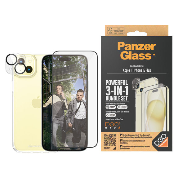 Bundle PicturePerfect + Kaljeno steklo UWF + Hard Case D3O za iPhone 15 Plus, PanzerGlass