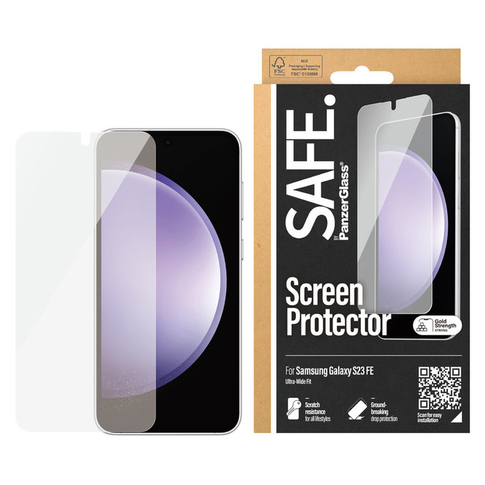 Kaljeno steklo UWF za Samsung Galaxy S23 FE, Črna, SAFE by PanzerGlass
