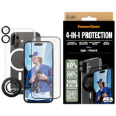 Bundle Hoops + Kaljeno steklo UWF + Hard Case + Magnetic Ring Mount za iPhone 16, PanzerGlass