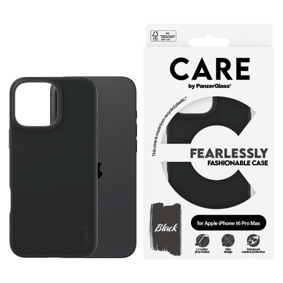 Ovitek Fearlessly za iPhone 16 Pro Max, Črna, CARE