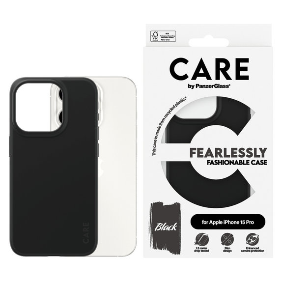 Ovitek Fearlessly za iPhone 15 Pro, Črna, PanzerGlass