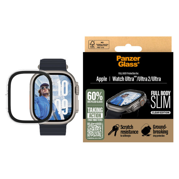 Kaljeno steklo Full Body Slim za Apple Watch Ultra 2024/Ultra 2/Ultra, Prozorna, PanzerGlass