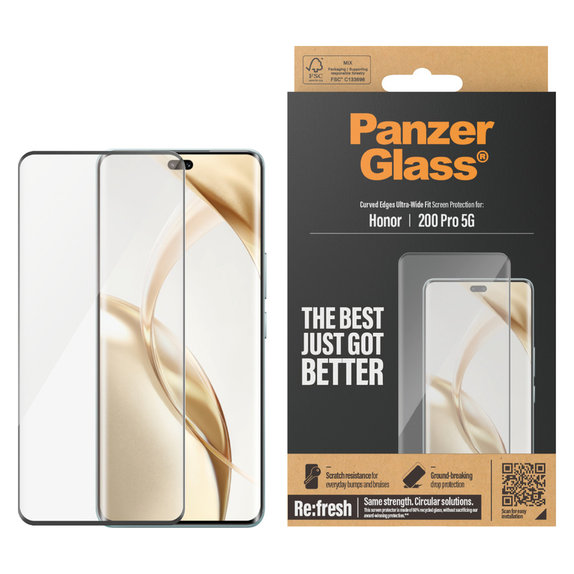 Kaljeno steklo Re:Fresh UWF za Honor 200 Pro, Črna, PanzerGlass