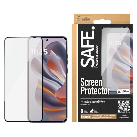 Kaljeno steklo UWF za Motorola Edge 50 Neo, Črna, SAFE by PanzerGlass