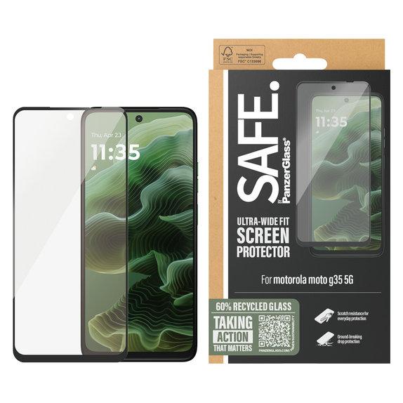 Kaljeno steklo za Motorola Moto G35, Črna, SAFE by PanzerGlass
