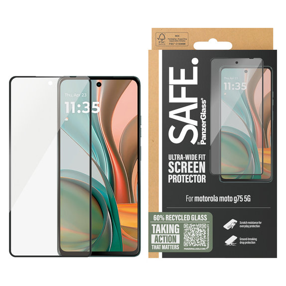 Kaljeno steklo UWF za Motorola Moto G75 5G, Črna, SAFE by PanzerGlass