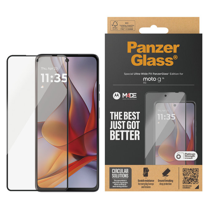 Kaljeno steklo UWF za Motorola Moto G75 5G, Črna, PanzerGlass