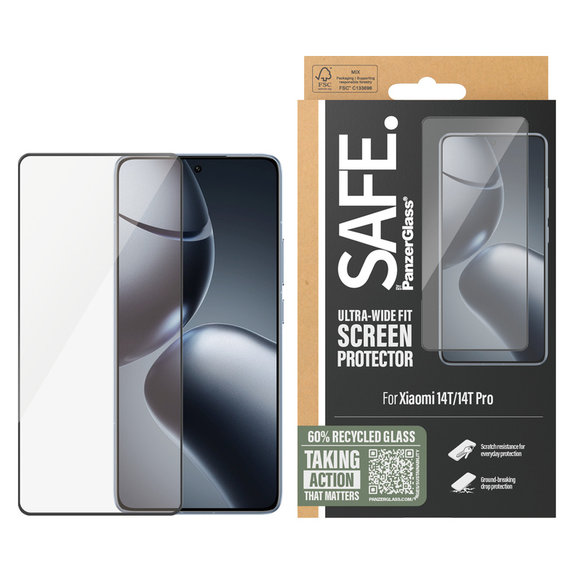 Kaljeno steklo UWF za Xiaomi 14T/14T Pro, Črna, SAFE by PanzerGlass