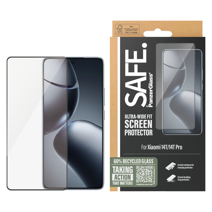 Kaljeno steklo UWF za Xiaomi 14T/14T Pro, Črna, SAFE by PanzerGlass