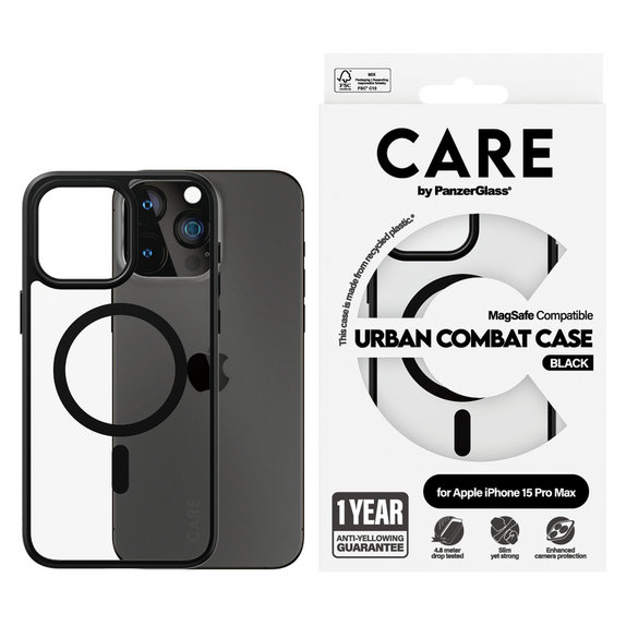 Ovitek Urban Combat z MagSAFE by PanzerGlass za iPhone 15 Pro Max, Črna, PanzerGlass
