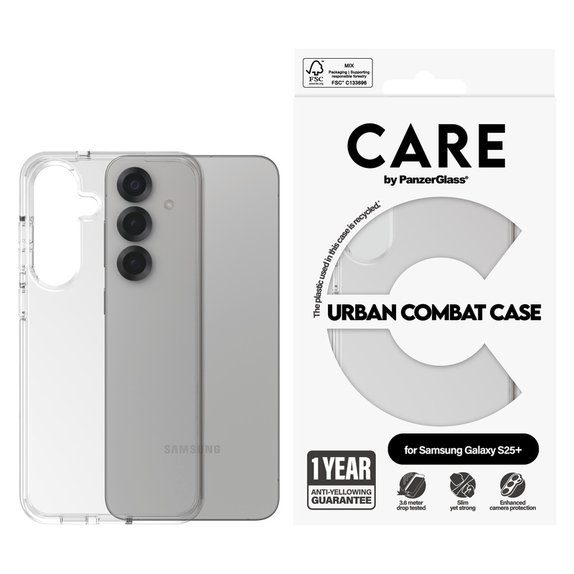 Ovitek Urban Combat za Samsung Galaxy S25+, Prozorna, PanzerGlass