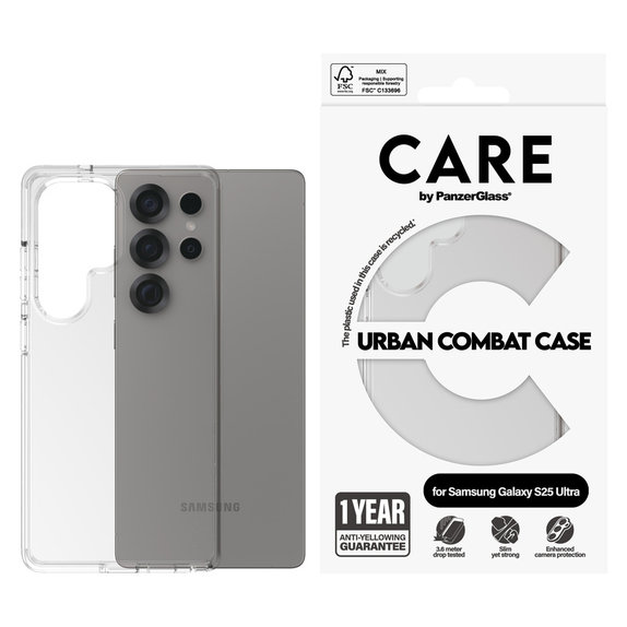 Ovitek Urban Combat za Samsung Galaxy S25 Ultra, Prozorna, PanzerGlass