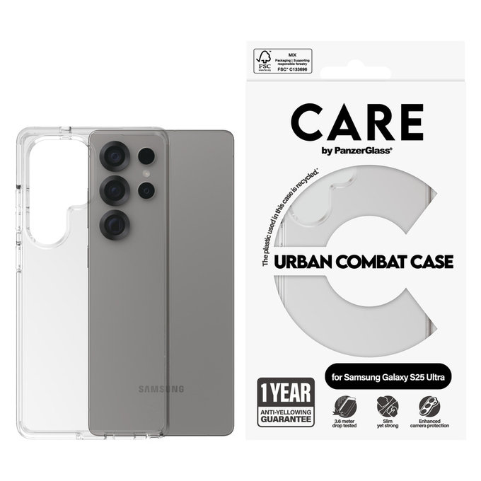 Ovitek Urban Combat za Samsung Galaxy S25 Ultra, Prozorna, PanzerGlass