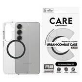 Ovitek Urban Combat s črnim QI za Samsung Galaxy S25, Prozorna, PanzerGlass