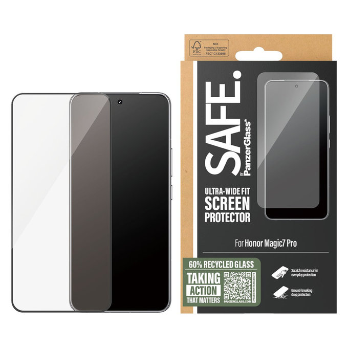Kaljeno steklo UWF za Honor Magic7 Pro, Črna, SAFE by PanzerGlass