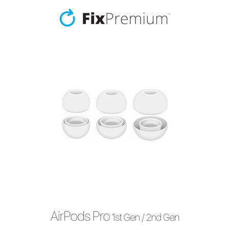 FixPremium - Zamenljive gumice za AirPods Pro - Set 3 (L, S, XS), bela