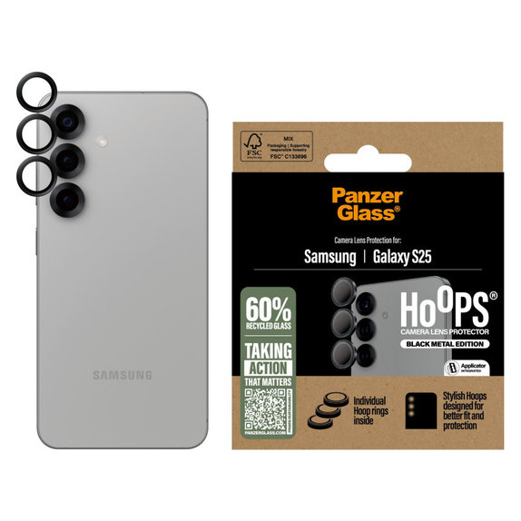 Zaščita objektiva kamere Hoops za Samsung S25, Črna, PanzerGlass