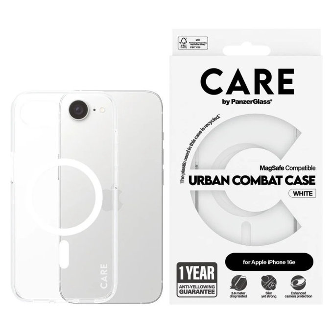 Ovitek Urban Combat z MagSafe za iPhone 17e/16e, Bela, CARE