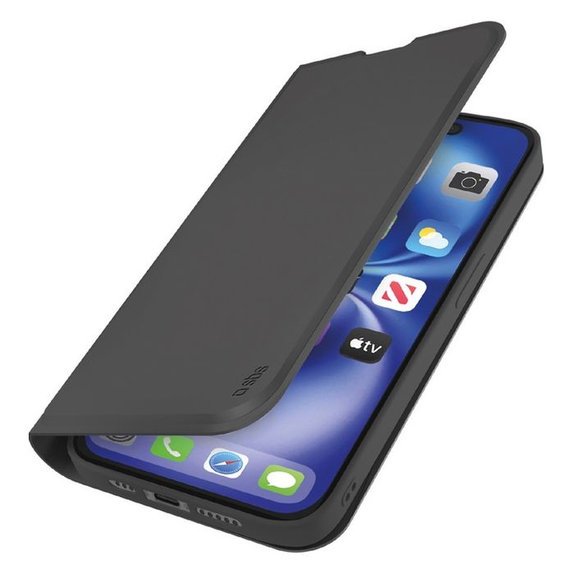 SBS - Ovitek Book Wallet Smooth za iPhone 16e, črn