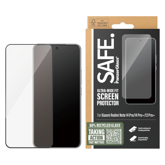 Kaljeno steklo UWF za Xiaomi Redmi Note 14 Pro/14 Pro+/13 Pro+, Črna, SAFE by PanzerGlass