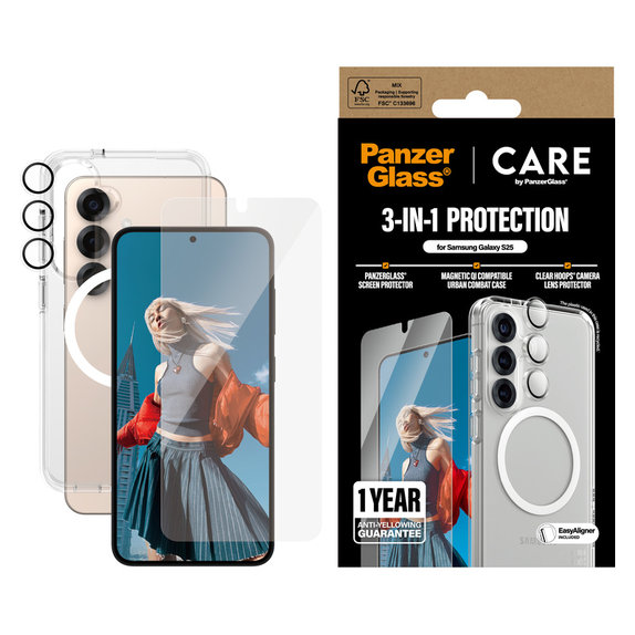 Bundle 3v1 za Samsung Galaxy S25, PanzerGlass