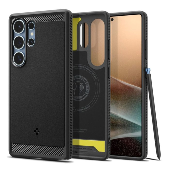 Spigen - Ovitek Rugged Armor z MagSafe za Samsung Galaxy S25 Ultra, Matte Black