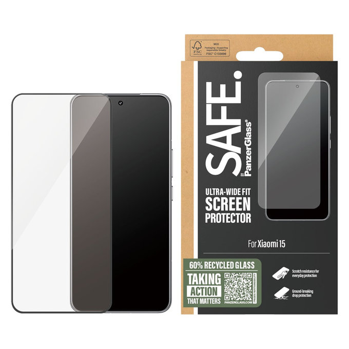 Kaljeno steklo UWF za Xiaomi 15, Črna, SAFE by PanzerGlass