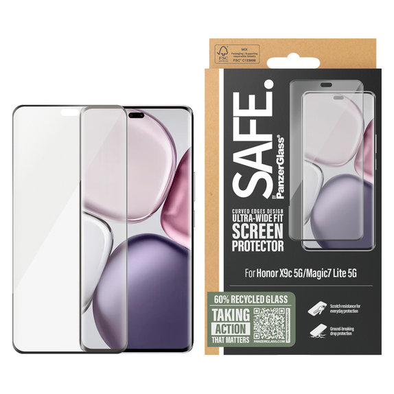 Kaljeno steklo UWF za Honor X9c 5G/Magic7 Lite 5G, Črna, SAFE by PanzerGlass