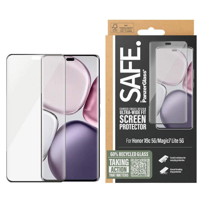 Kaljeno steklo UWF za Honor X9c 5G/Magic7 Lite 5G, Črna, SAFE by PanzerGlass