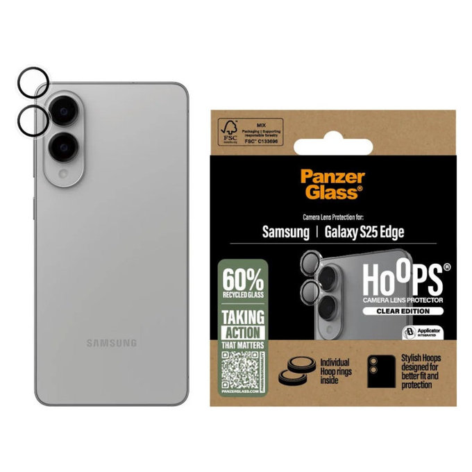 Zaščita objektiva kamere Hoops za Samsung S25 Edge, Prozorna, PanzerGlass