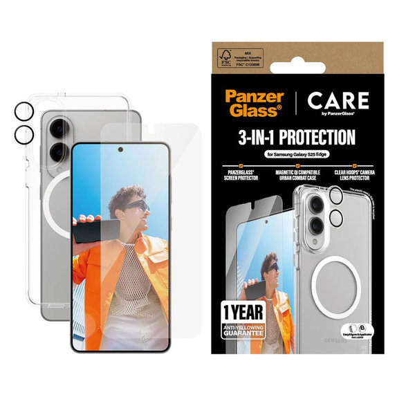 Bundle 3v1 za Samsung Galaxy S25 Edge, PanzerGlass