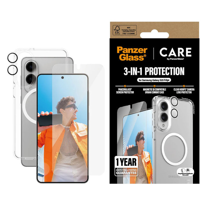 Bundle 3v1 za Samsung Galaxy S25 Edge, PanzerGlass