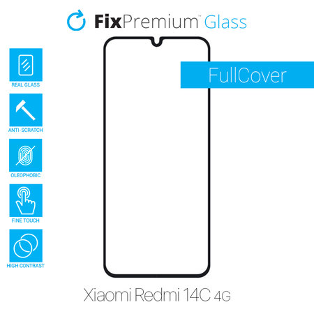 FixPremium FullCover Glass - Kaljeno steklo za Xiaomi Redmi 14C 4G