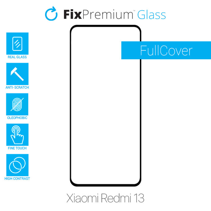 FixPremium FullCover Glass - Kaljeno steklo za Xiaomi Redmi 13