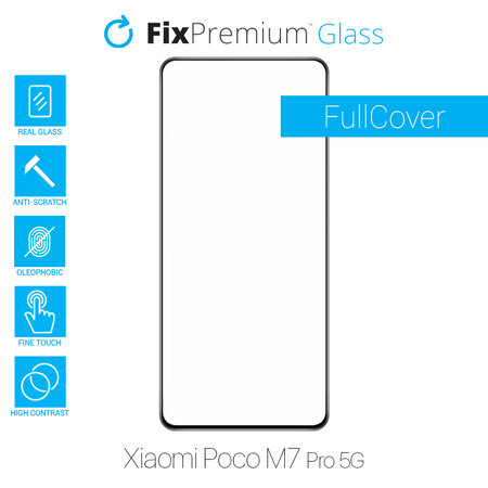 FixPremium FullCover Glass - Kaljeno steklo za Xiaomi Poco M7 Pro 5G