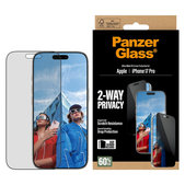 UWF 2-Way Privacy kaljeno steklo z aplikatorjem za iPhone 17 Pro, Črna, PanzerGlass
