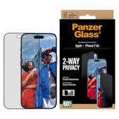 Kaljeno steklo UWF 2-Way Privacy z aplikatorjem za iPhone Air, Črna, PanzerGlass