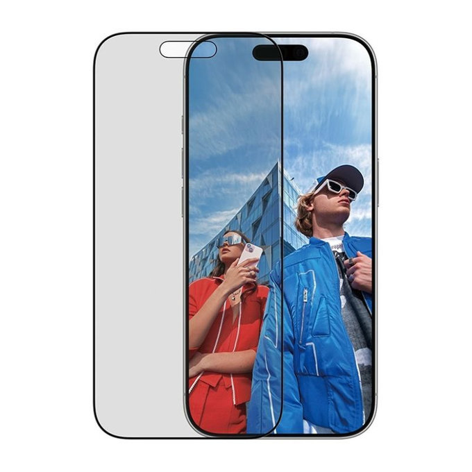 PanzerGlass - Tvrđeno steklo UWF 2-Way Privacy z aplikatorjem za iPhone 17/16 Pro, črna